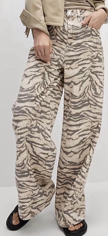 New NWOT M&S Mark & Spencer Zebra Print Pants Jeans Size 16 Regular