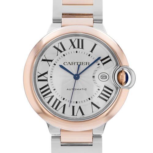 Cartier Ballon Bleu 42mm W2BB0034 3896 Silver Roman Steel Rose Gold Card 2023