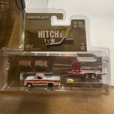 GREENLIGHT - DODGE D-100 1964 with Tandem Car Trailer Ramchargers