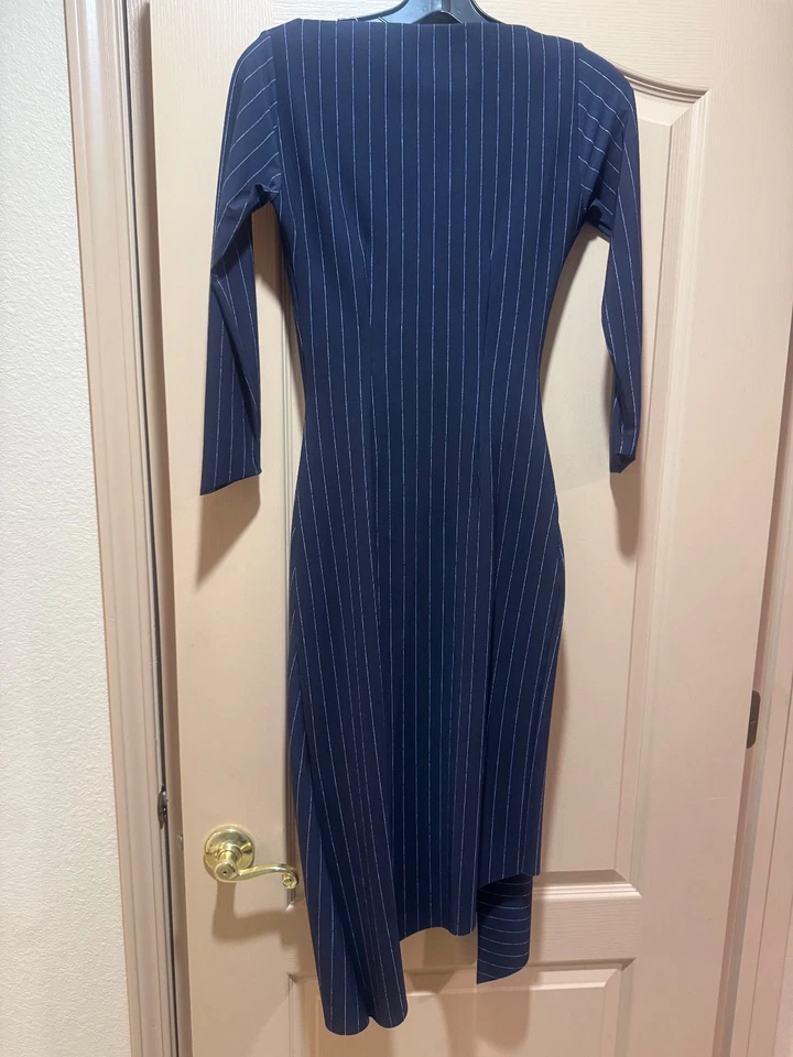 New Chiara Boni La Petite Robe Navy and White Striped Pencil Dress Size 40 (4) - Image 3 of 4