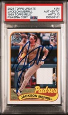 2024 Topps Update Jackson Merrill 1989 Relic PSA 10 Auto RC Patch 89RU-JM