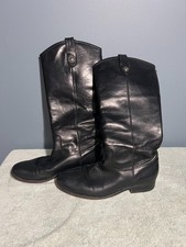 Frye Boots Melissa Button Black Leather Knee-High Riding Womens Shoe Size 7B