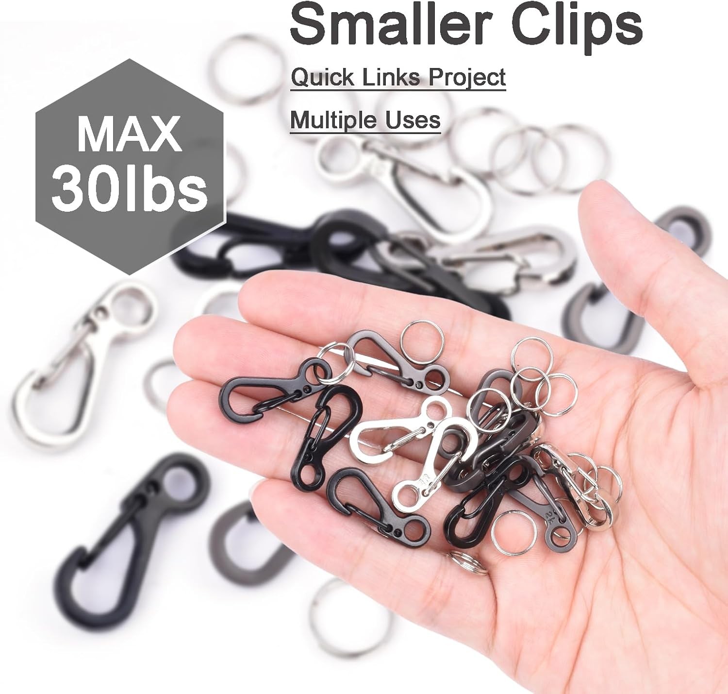 CooBigo 12 Sets Small Carabiner Clip Metal Spring Snap Hooks 1 inch Mini Paracor