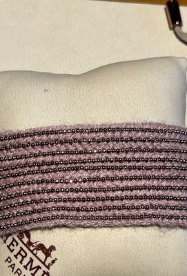 Brunello Cucinelli Soft Pink Cashmere And Gold Monili Beaded  Tie Bracelet