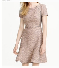 J. Crew Mixed gold Metallic Sparkly Tweed Fit & Flare Dress Sz 4 Business Event