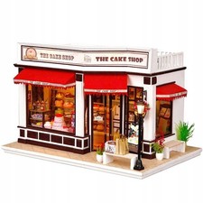 Kit casa delle bambole in miniatura da forno fai da te, scala 1:24, luci led, copertura antipolvere