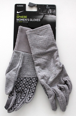 Nike Sphere Running Gloves Women's Medium Dri-Fit Grey/Silver