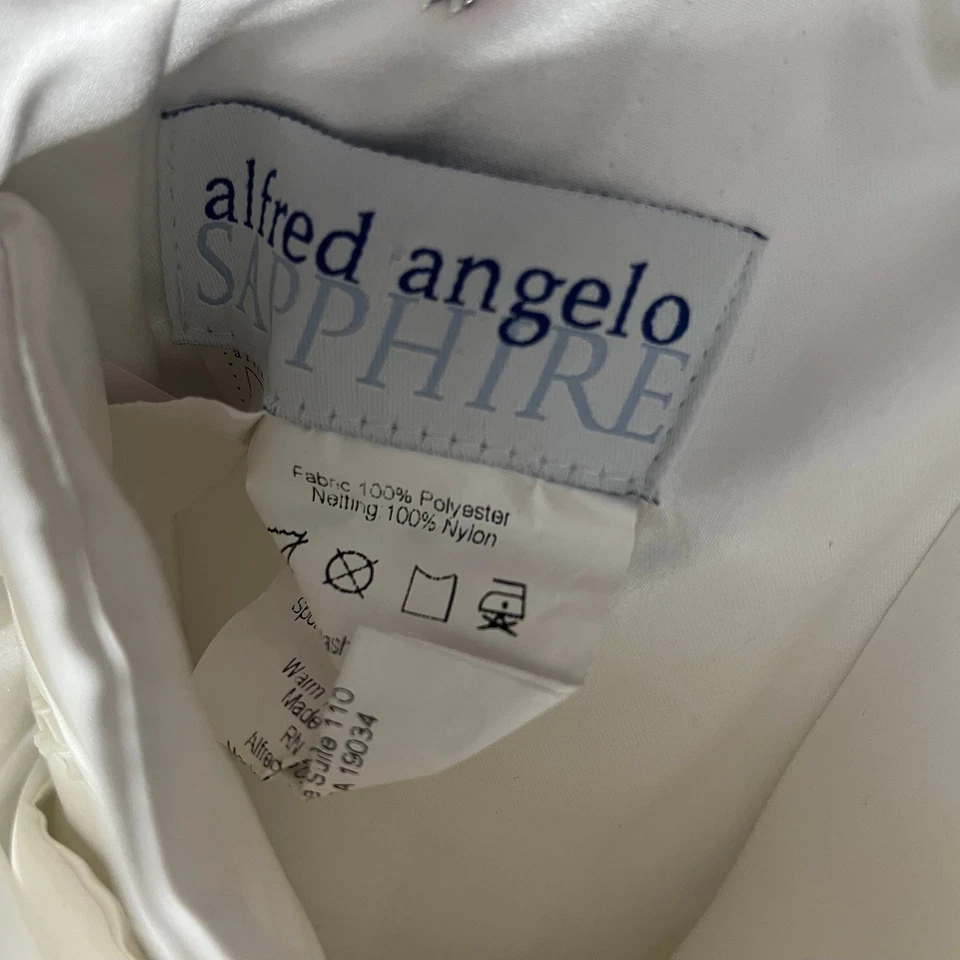Alfred Angelo Sapphire 753 Wedding Dress Womens 12 White Beaded Bridal Gown - Image 4 of 4