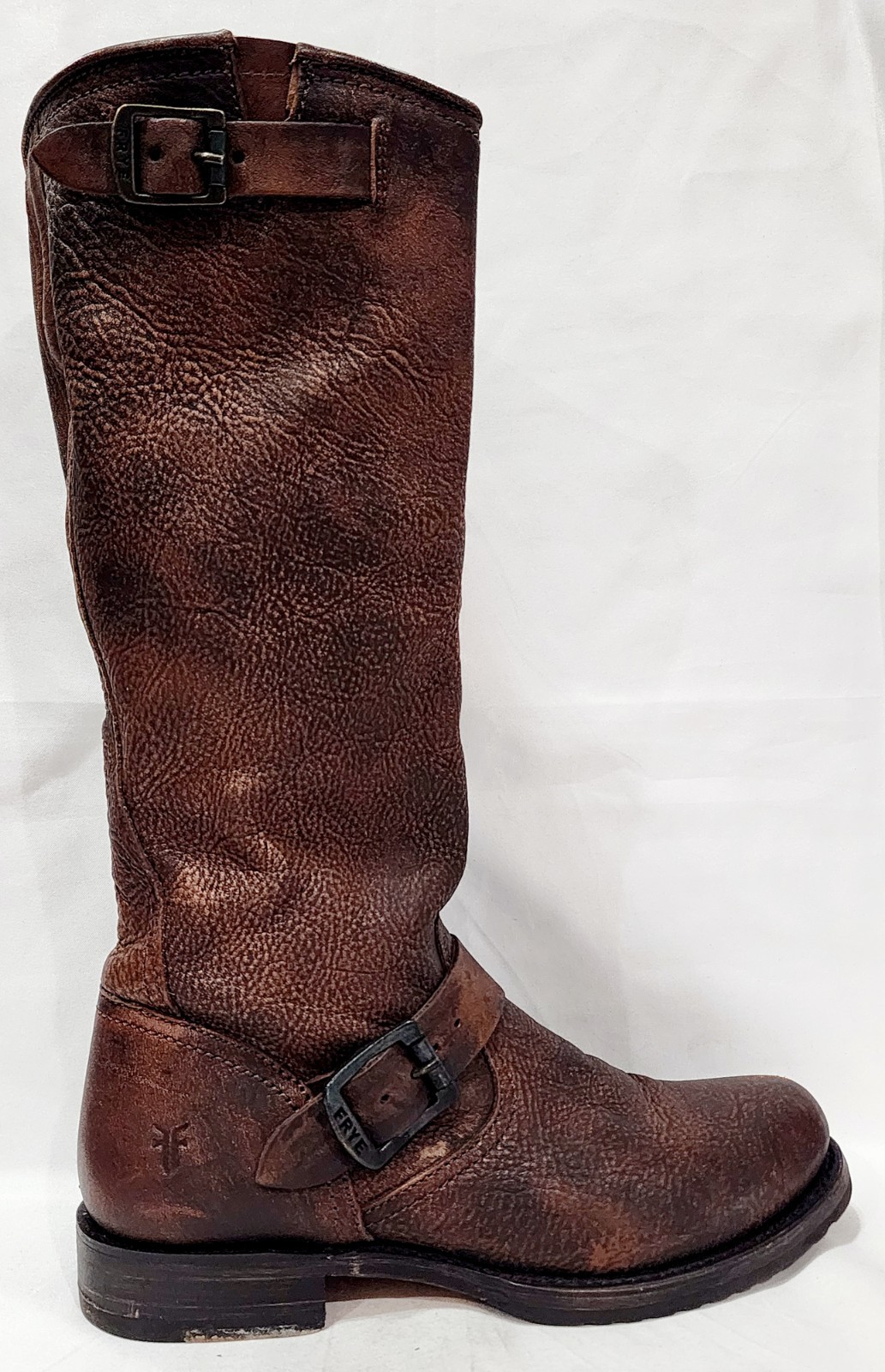 Frye VERONICA 77609 Brown Leather Boot Tall Pull-On Riding Slouch 7.5 B Used