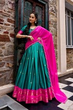 Reception Party Cotton Silk Lehenga Choli Zari Border Sequins Embroidery Wear