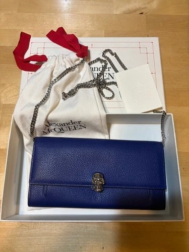Alexander McQueen - Women's Small Skull Bag In Blue w/Box & Bag - See Scans!