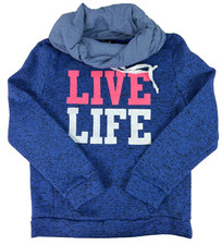 LOVE Childrens Blue Sweatshirt XL Live Life Blue/White Striped Cowl Neck