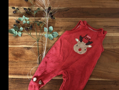 Baby Club Kurzarmstrampler rot Größe 62 Rentier Weihnachten Winter