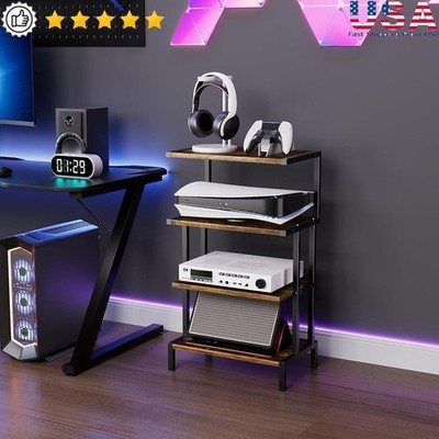 Game Console Stand 4-Tier AV Media Storage Organizer PS5 Xbox Switch Home Office