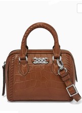 NEW Brighton INTERLOK Croco Grethel Small Satchel-Crossbody Bourbon Leather NIB