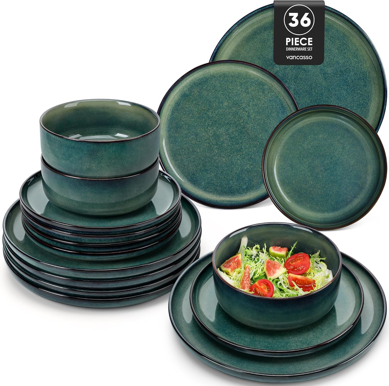 Service de table 36 pièces en porcelaine fine blanche Série STARRY vaisselle pour 12 personnes