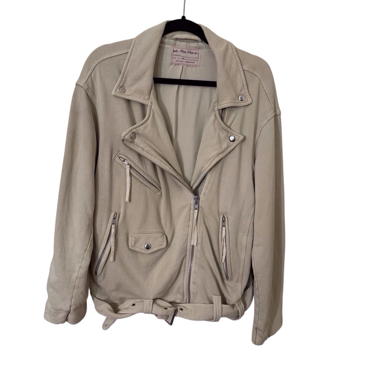 Veste Moto Free People Femme Taille 4 - Coton Enduit Noir - Style Boho - Occasion