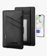 Slim Genuine Leather Wallet Apple Find My, 6 card slots+ RFID Blocking ID Window