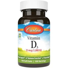 Carlson Vitamin D3 1,000 Iu (25 mcg) 100 Sgels