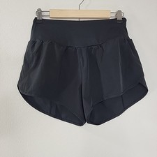 Women s Black Athletic Running Shorts Medium High Waist Zip Pocket Lined