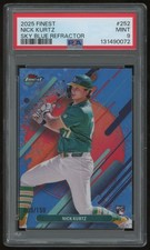 NICK KURTZ 2025 TOPPS FINEST SKY BLUE #252 005/150 RC PSA 9