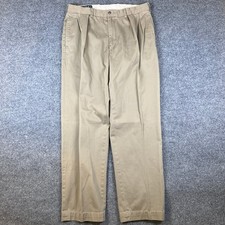 VTG Polo Ralph Lauren Andrew Pants Mens FITS 34x32 Brown Pleated Chino 90s