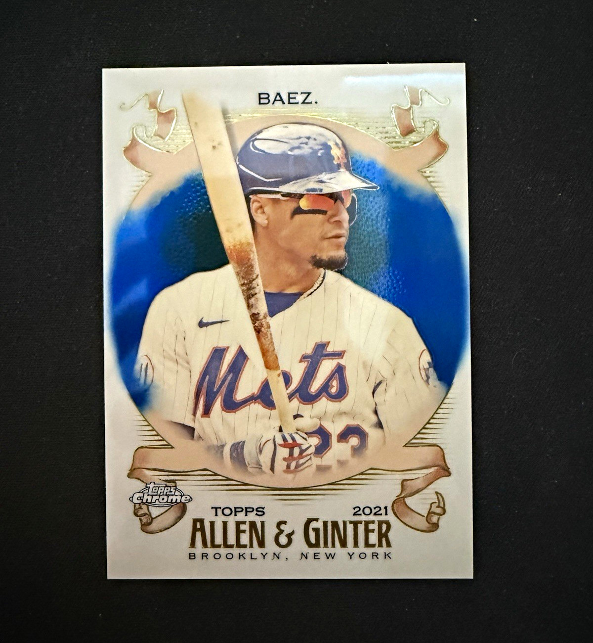 Topps 2021 Allen & Ginter Chrome Javier Baez #65 Blue Refractor /150 Mets