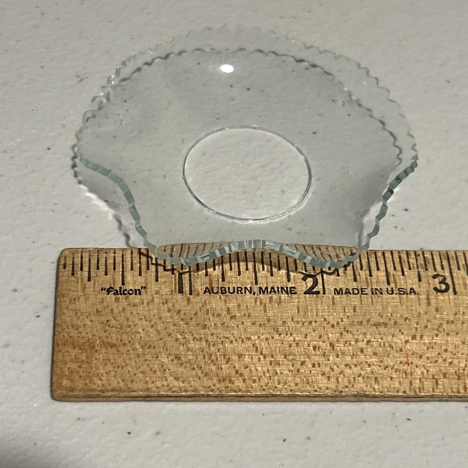 3 bobeches vintage de borde de vieira con volantes transparentes Foto 2 de 4