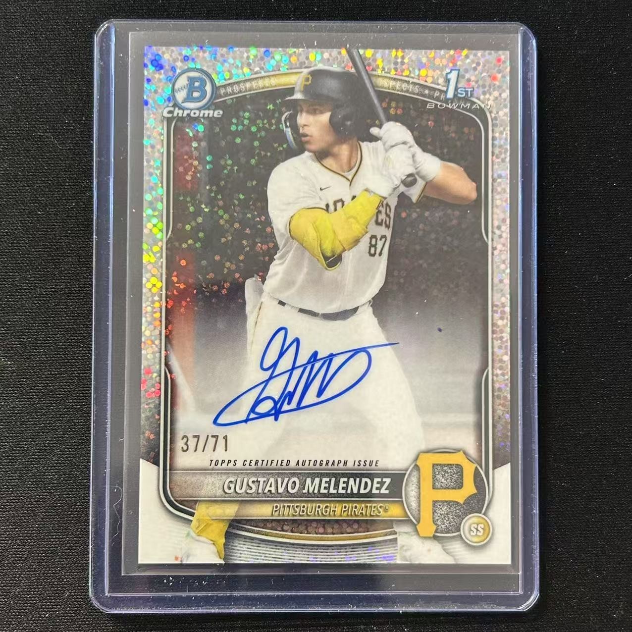 🔌IU 2025 BOWMAN DRAFT PROSPECT 1ST CHROME AUTO SPARKLE /71 GUSTAVO MELENDEZ