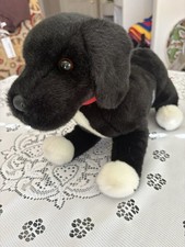 Douglas Plush Black Lab Mix Dog TWISTER Puppy White Feet Red Collar 12  Tall