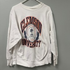 Vintage 90s Soffe College Clemson University Sweatshirt XL White Made in USA