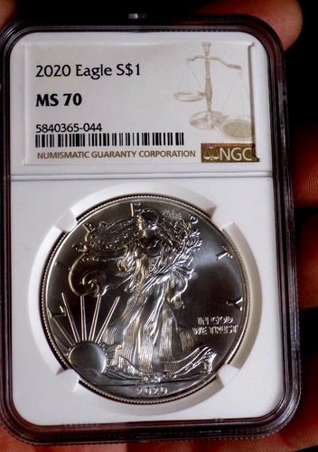 AMERICAN SILVER EAGLE 2020 NGC MS 70 BLAZING STUNNER 1 TROY OZ