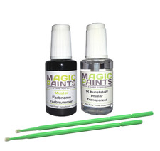Lackstift Set speziell für gepulverte Felgen, Schwarz Seidenglanz + Haftprimer