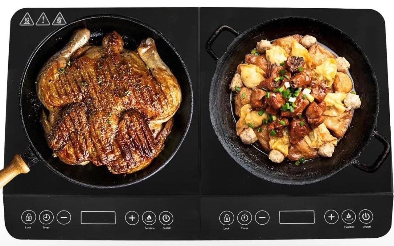 Double Induction Cooktop 1800W Portable Countertop 2 Burner with Timer