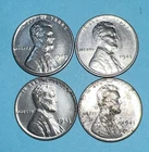 1943 P  Steel Wheat Penny  Cent World War II , Lot Of  4 ( + AU - cleaned )