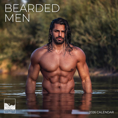Bearded Men Wall Calendar 2026 | 12'' x 24'' Open | Hot Guy Calendar Photography T