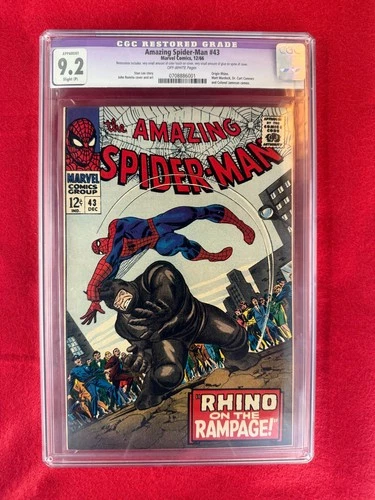 The Amazing Spider-Man #43 CGC 9.2 RESTORED (Marvel Comics December 1966) RHINO