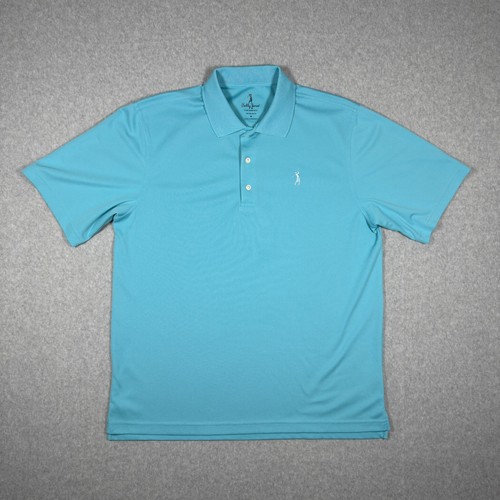 Bobby Jones Performance Mens Medium Turquoise Blue Short Sleeve Golf Polo Shirt