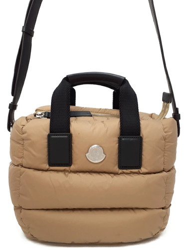 Moncler Mini Caradoc 2WAY Handbag Nylon Leather Beige Black Shoulder Bag