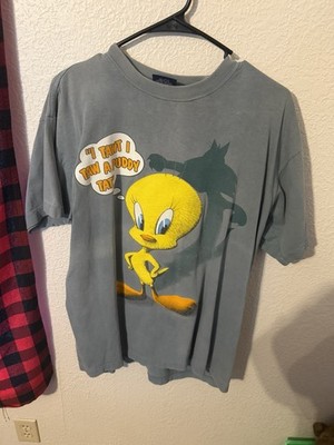 Vintage Tweety Bird L T Looney Tunes Cartoon Warner Bros Green Single Stitch 90s