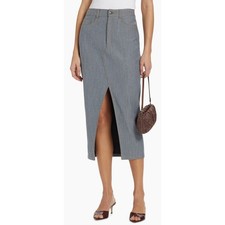 Cinq a Sept Tana Denim Pencil Midi Skirt Front Slit Chic Contemporary Sz 0 295