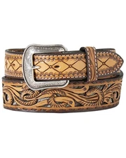 M and F Western Men's Tooled Leather Belt - D100016302