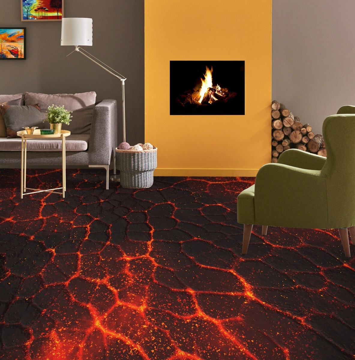 3D Red Land SKE3350 Floor WallPaper Print Decal Epoxy Floor Deco