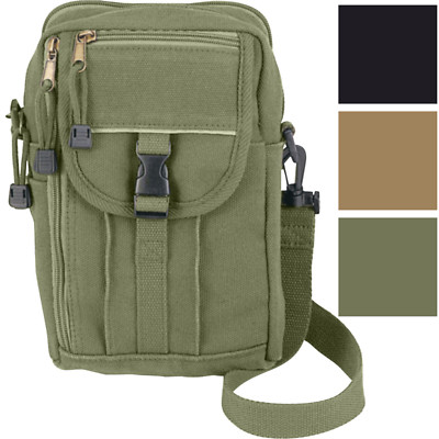 Cotton Canvas Classic Travel Pouch Mini Bag Passport Wallet with Crossbody Strap
