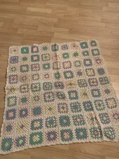 Hand Crocheted Multicolored Baby Blanket Vintage Granny