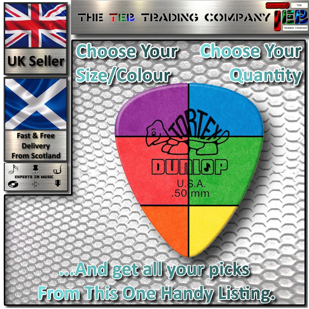 Selecciones de guitarra estándar Dunlop Tortex - Plectrum - Elige tu tamaño/color/cantidad