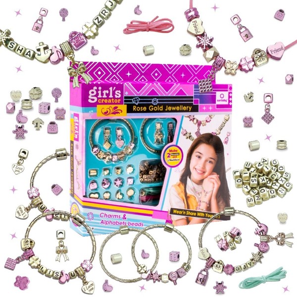 Bastelset MäDchen AnhäNgern Perlen ArmbäNdern Halsketten Halskette Kinder Diy-image