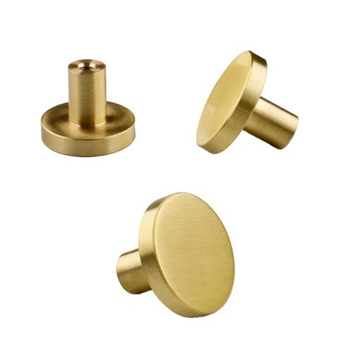 Round Brass Drawer Pulls Handles Dresser Door Knob Home Kitchen