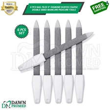 6 Pcs Nail Files 5" Diamond Dusted Coarse Double Sided Manicure Pedicure Tools