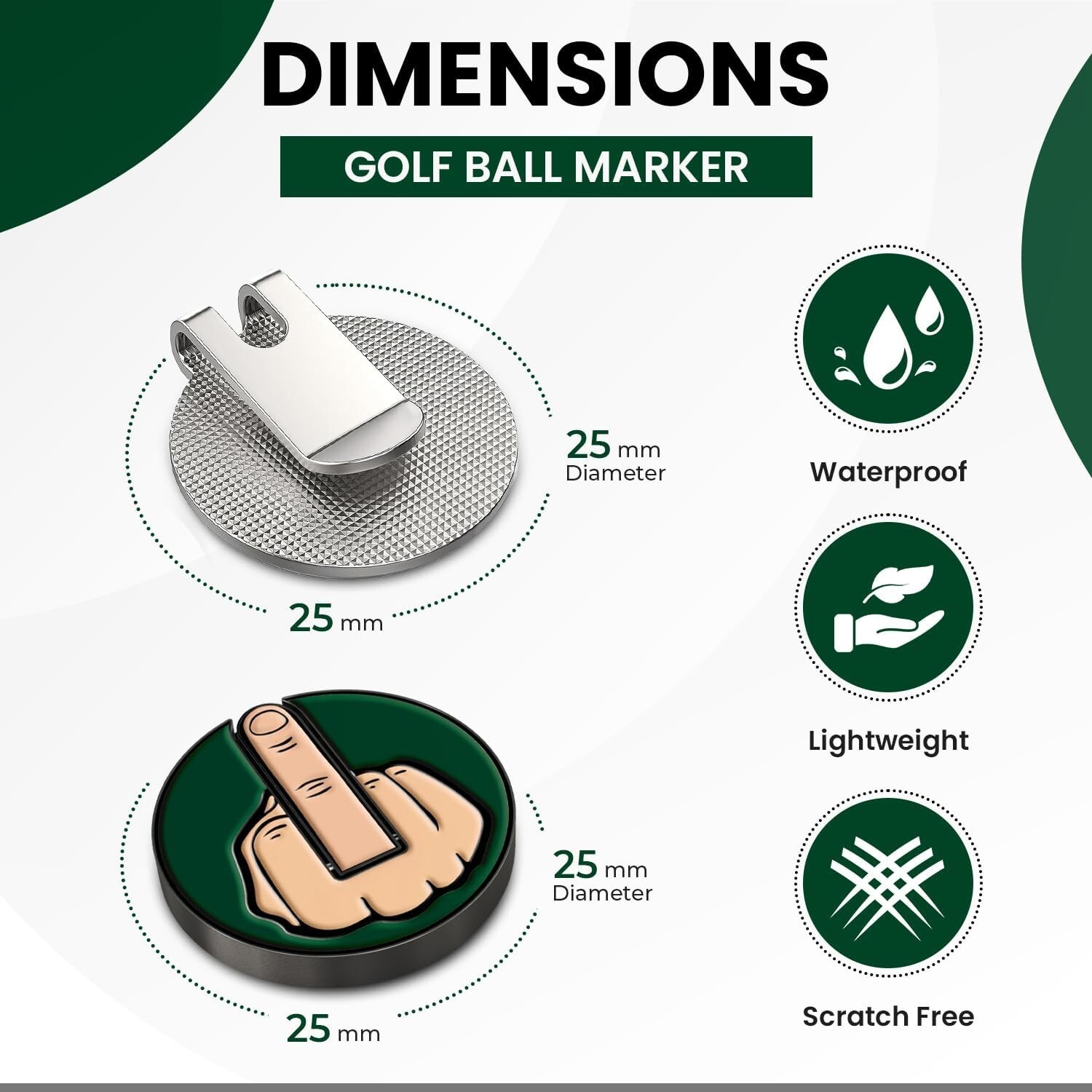 4 Pack Middle Finger Golf Ball Marker with Magnetic Hat Clip Foursomes Combo Set